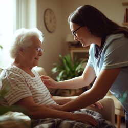 badante che si prende cura di una signora anziana a casa 1 badante che si prende cura di una signora anziana a casa 1